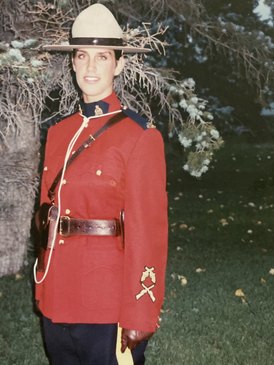 JennPound's tweet photo. 23 years ago today I was given my badge, today also marks my RCMP retirement. Despite the long lasting ( good and bad memories) I wouldn’t change it. Be safe everyone 10-7 https://t.co/2YsWspUoC1