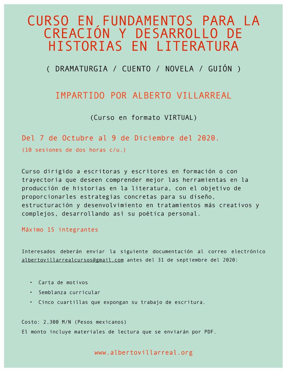 VillarrealAlbe's tweet photo. Curso sobre Creación y Desarrollo de Historias en Literatura. https://t.co/QpmdAMdvuS
