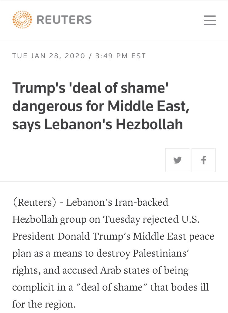 And, well, yeah.  @khamenei_ir, not so much on this one. Credit for  @Reuters for getting his perspective though. They also managed to hear what Hezbollah had to say about American foreign policy.