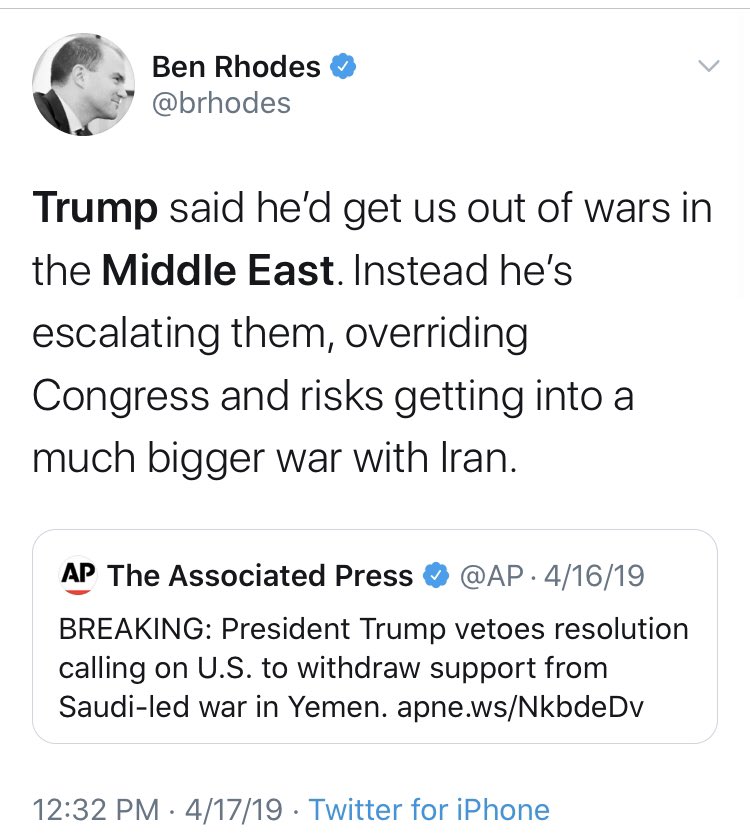 You had to know that Obama’s favorite MFA  @brhodes was gonna have some bad takes on this one. He didn’t disappoint.