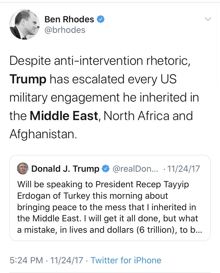 You had to know that Obama’s favorite MFA  @brhodes was gonna have some bad takes on this one. He didn’t disappoint.