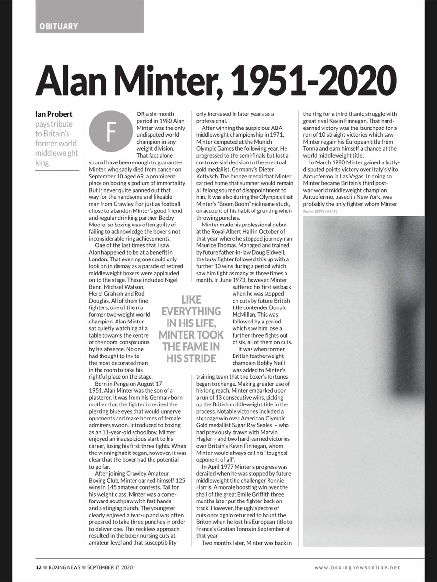 truth42's tweet photo. I was very honoured to write this for #BoxingNews. #AlanMinter was the first boxer I ever met. He still carried the scars from the #MarvinHagler fight and I was in total awe. 

He was a very, very nice man and I dearly hope that I have done him some kind of justice. https://t.co/OA2mmhT7UG