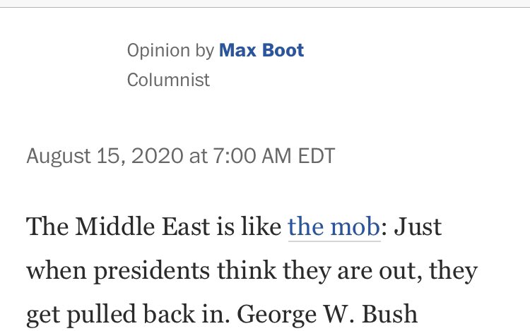 You couldn’t have thought that  @MaxBoot, who’s never seen a Middle Eastern war he isn’t interested in, wouldn’t find a way onto this list. But did you expect the entire  @washingtonpost editorial board to make it? Oh, you did?