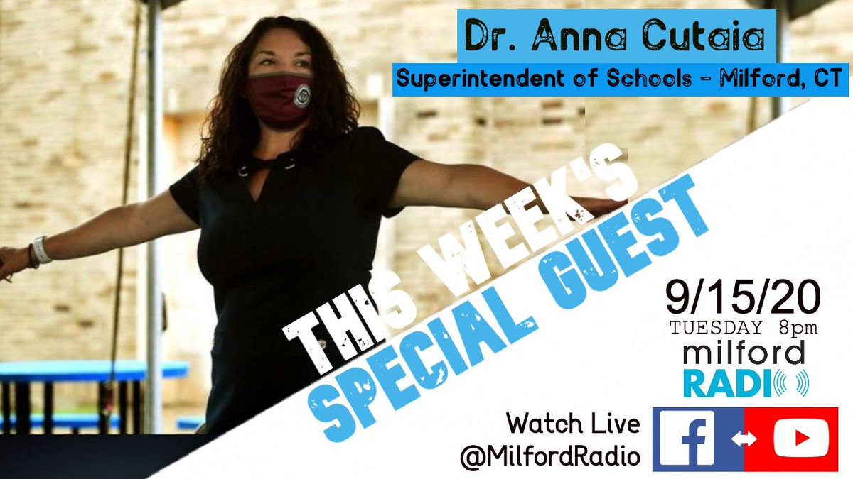 We are LIVE right now. Join us on FB (facebook.com/milfordradio) or on YT (youtube.com/user/milfordra…). Interviewing Dr. Anna Cutaia, Milford's Superintendent of Schools. #milfordradio #milfordct