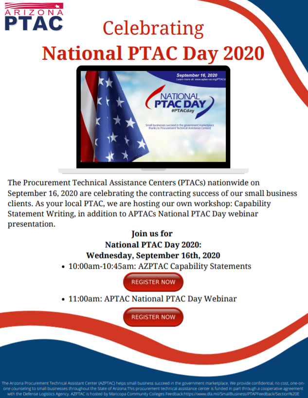 AZPTAC's tweet photo. Join us in celebrating National #PTACDay 2020 Sept. 16 https://t.co/DWRrUTdplM https://t.co/V4eUuvaEvC