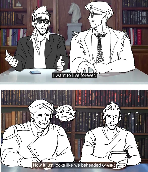 Some out of contexts I drew over with our characters from a game 