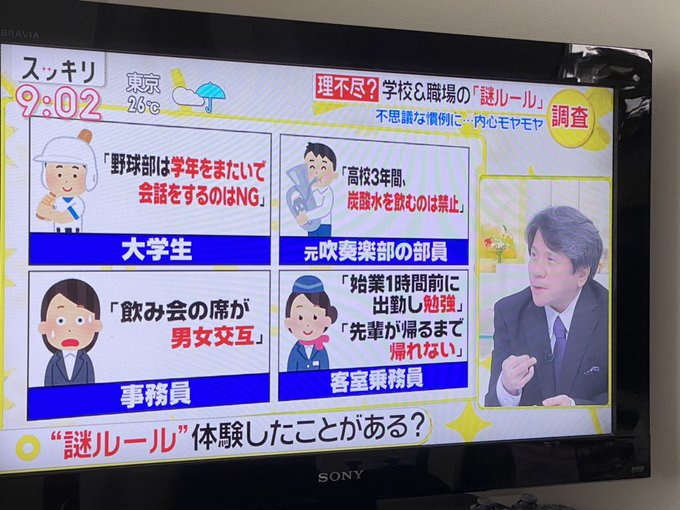 謎ルール スッキリで特集 飲み会で男女交互席 1時間前出勤 など本当に謎すぎる まとめダネ 謎ルール スッキリで特集 飲み会で男女交互席 1時間前出勤 など本当に謎すぎる まとめダネ