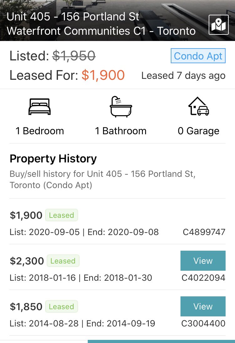 The Latest in Toronto RentsThe condo was just leased for $50 above 2014 price & $400 below the 2018 price.With the rollback in rents, it may be that overall real rental growth over last 5-6 yrs for Toronto condos is basically flat - just keeping up with inflation #cdnecon