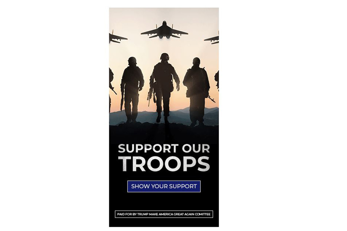 OneSmallStepAus's tweet image. The Devil is in the details they say. #Trump's latest ad campaign to repair the damage done to the military features Russian soldiers and Russian fighter jets. Someone is definitely getting #fired for this one. 

So much Karma.

full story here lnkd.in/dFuSNfV