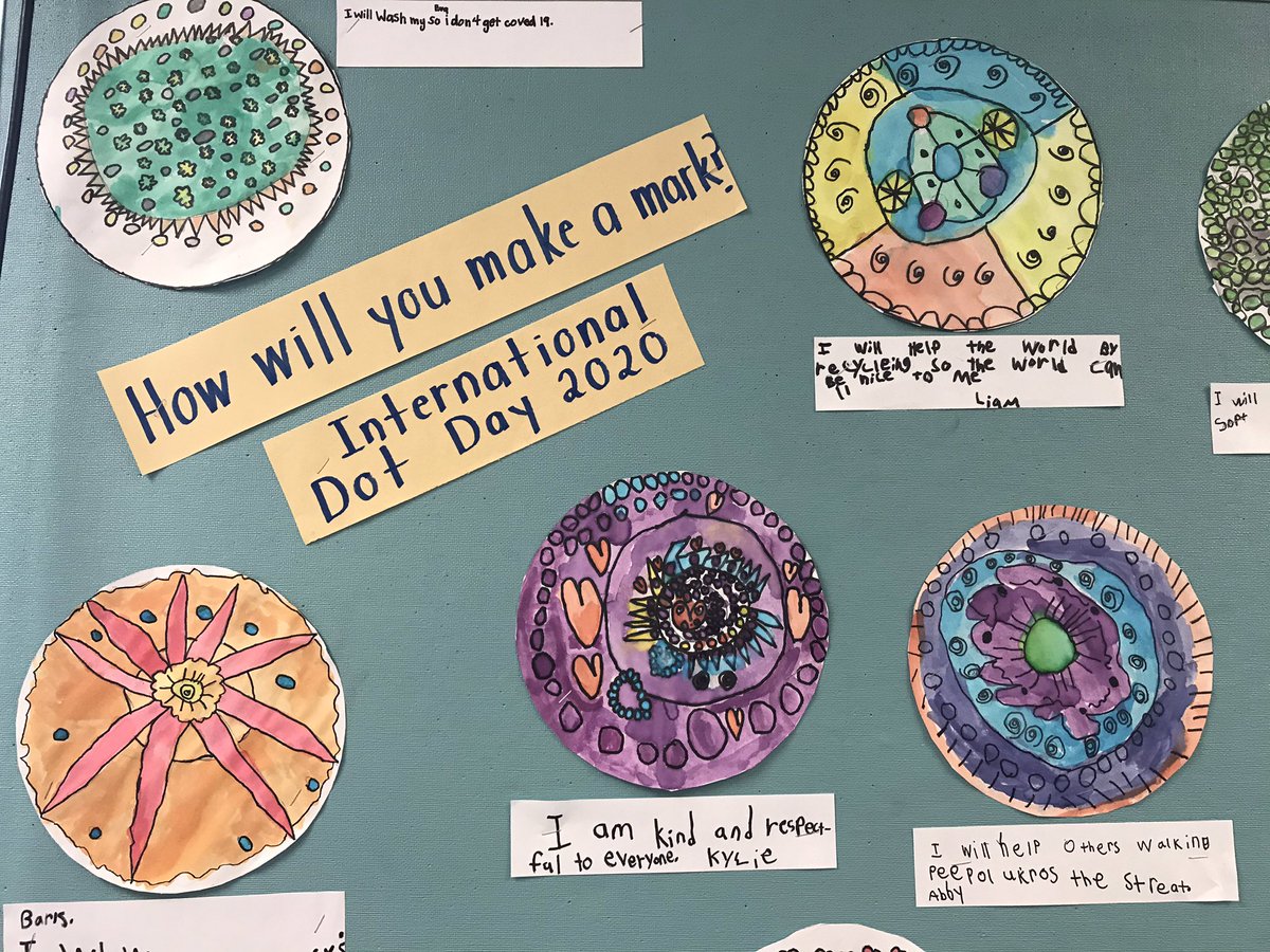 wegner_cindy's tweet photo. Such a nice way to spend a Tuesday - creating dots and thinking about how we can make a mark on the world. 🌎😊#InternationalDotDay  @School_CC https://t.co/Vn1mDOqYtY