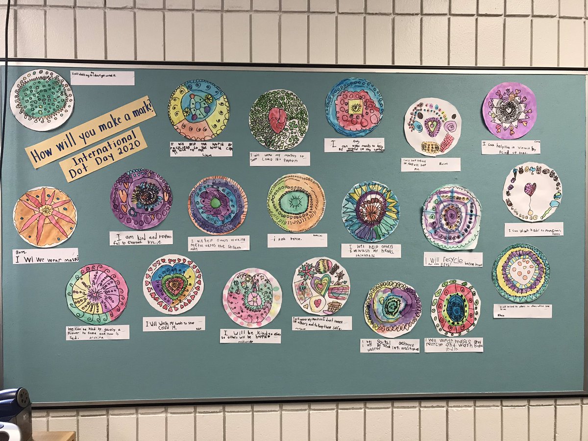 wegner_cindy's tweet photo. Such a nice way to spend a Tuesday - creating dots and thinking about how we can make a mark on the world. 🌎😊#InternationalDotDay  @School_CC https://t.co/Vn1mDOqYtY