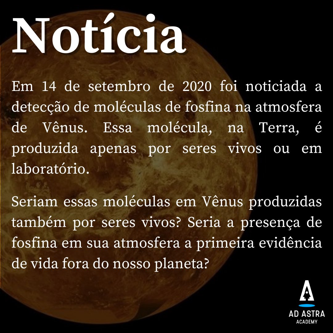 In September 14th, the detection of phosphine in the atmosphere of Venus was announced. This molecule, in Earth, is produced only by living beings or in laboratory. +