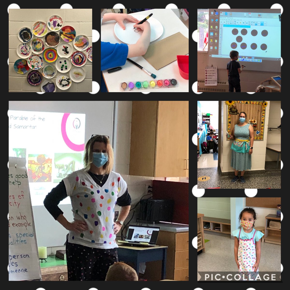 StIsidoreOCSB's tweet photo. Congratulations to ⁦@JanineMcDuff⁩ and Mrs. Kelly for winning the staff spirit contest! Congratulations to the K classes for winning best group spirit! They were head to toe dots today! #InternationalDotDay #creativity #collaboration #BeCommunity https://t.co/Jx65gshTOX