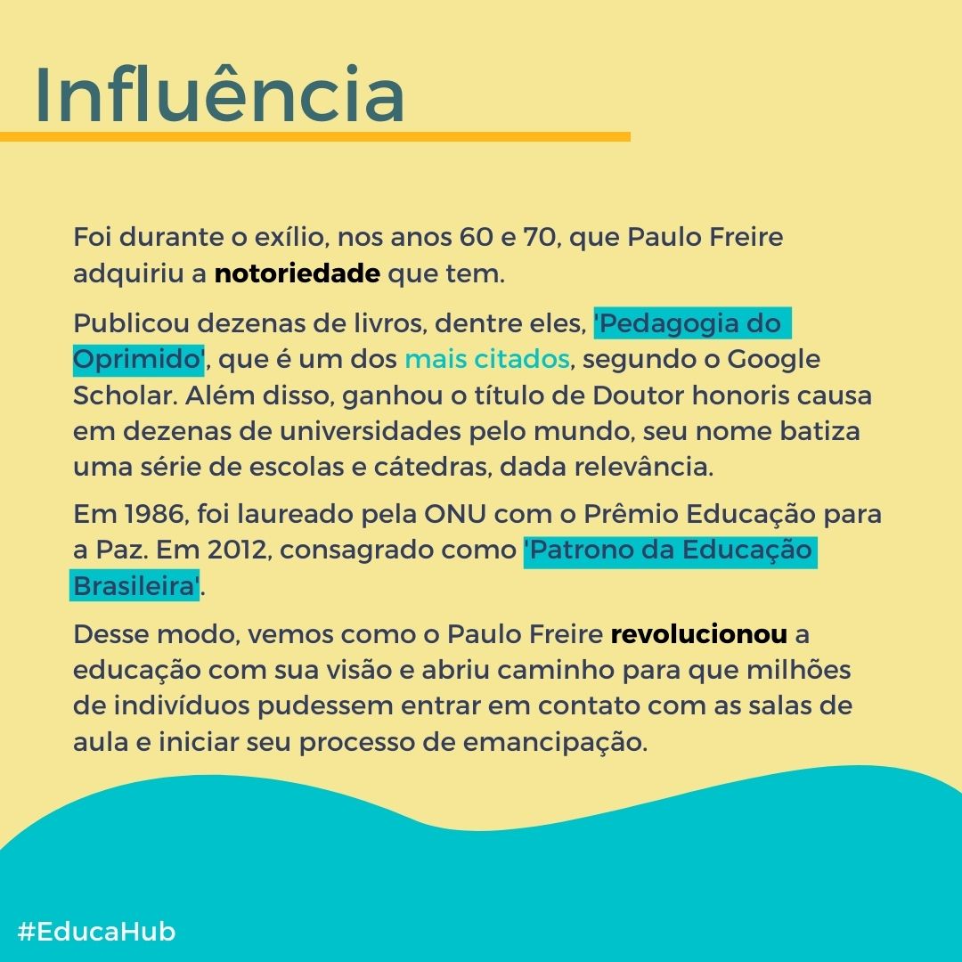 redelabipp's tweet image. Você conhece a vida e obra de Paulo Freire? 
Confira no #EducaHub de hoje!