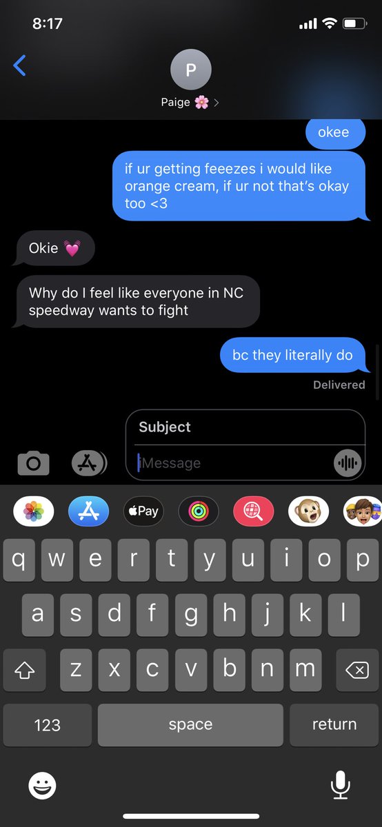 Micaelaaa123's tweet photo. so she text me this and i’m assuming she means like actual humans and then i get on snap and she’s sent me a video of a dog in a car staring at her and the caption is “why does this dog look like it’s wants to throw down” https://t.co/ebNyKJTfYG