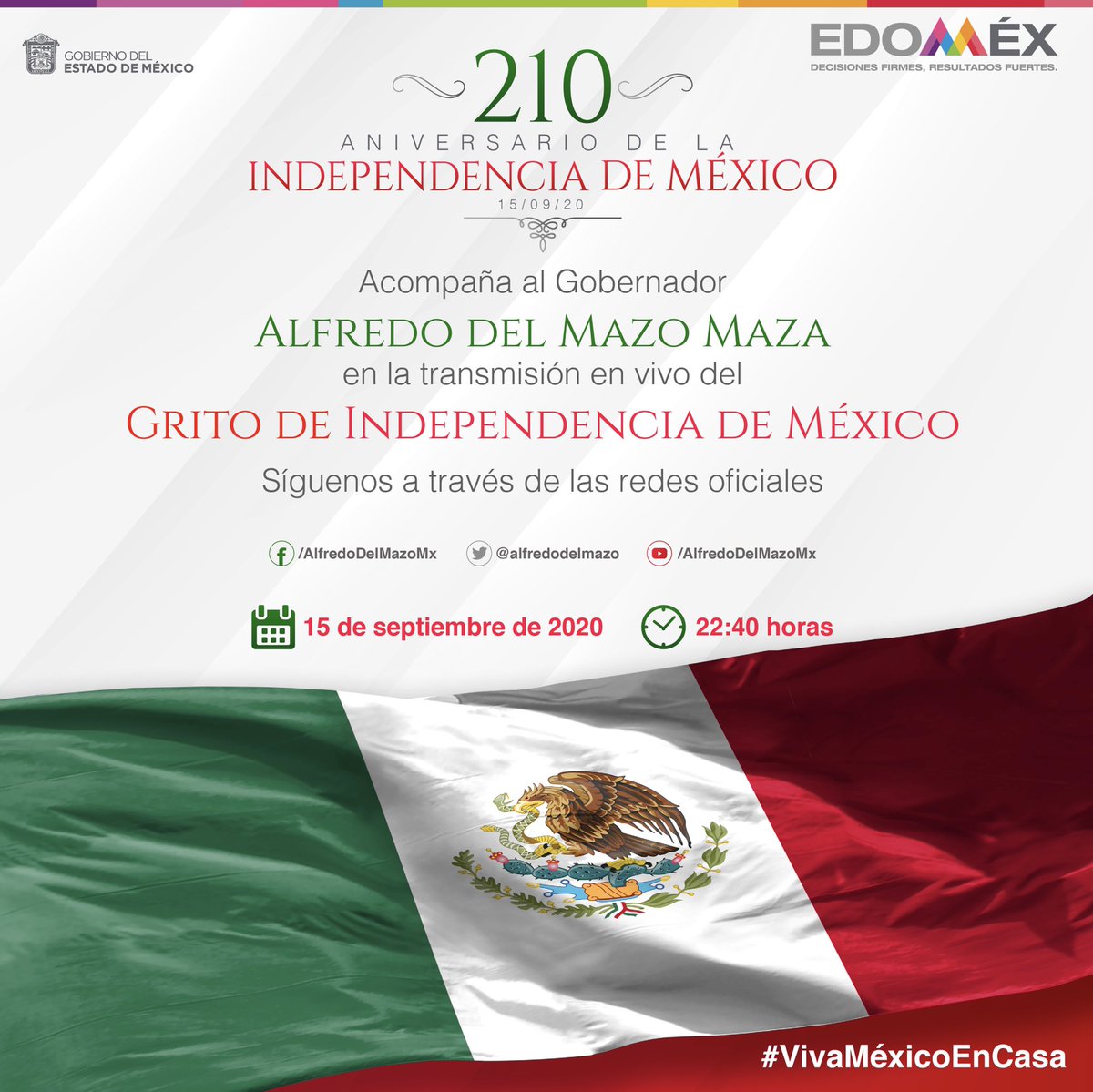 alfredodelmazo's tweet photo. Hoy celebraremos el Grito de Independencia de una manera distinta, pero con el orgullo de siempre y un profundo amor por México. https://t.co/UoKEmGR086