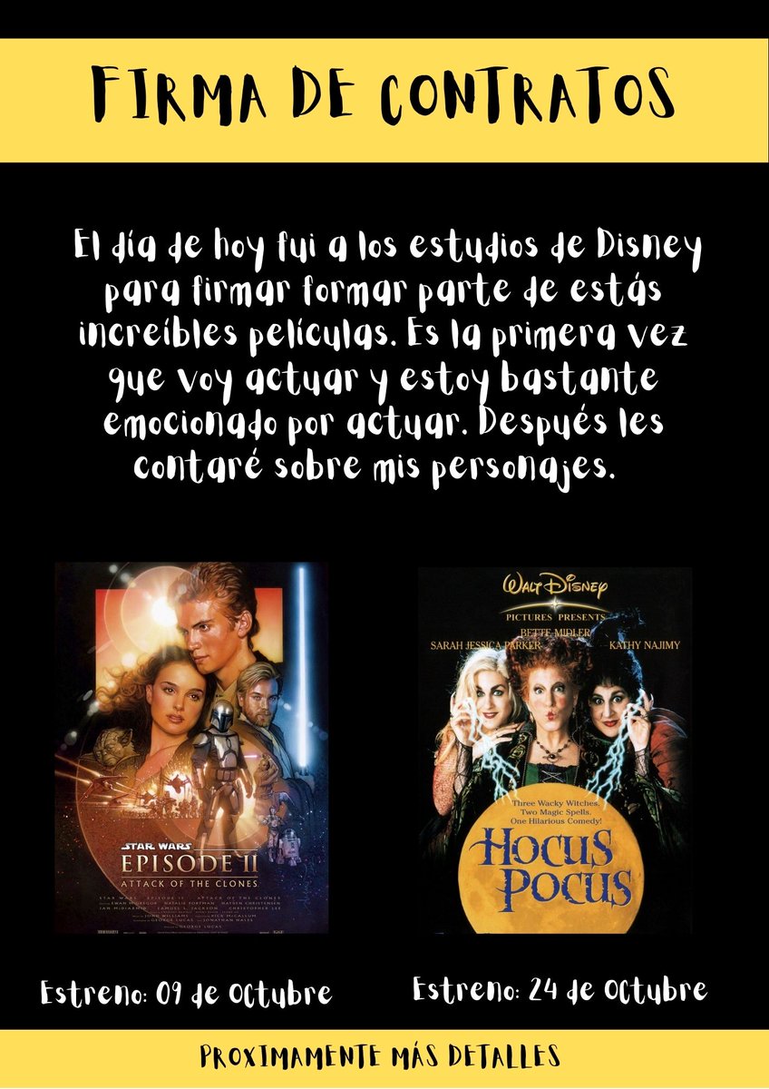 zxynmalikfk's tweet photo. Estoy muy emocionado por participar estas grandes producciones. Apenas firmamos contrato pero les voy a contar más a delante sobre que se trata cada uno. 

#ImWithTheForce #WitchesAreBackRP #HocusPocusRP https://t.co/MXCK1212kq