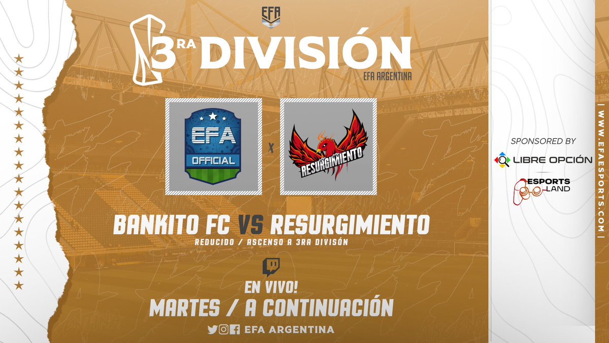 ‼️⚽ Plena jornada de definición ‼️⚽

Continuando con los primeros dos partidos, continuaremos en forma simultánea con otros dos encuentros buscando dejar la 4ta categoría 

‼️En vivo ‼️
🖥 twitch.tv/EFA_ARGENTINA
