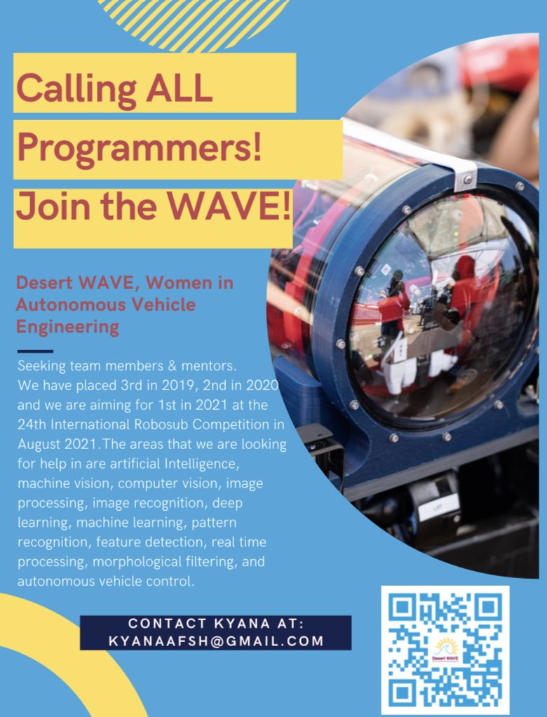 Interested in joining our programming team? Checkout this flyer and reach out to our programming team lead Kyana!