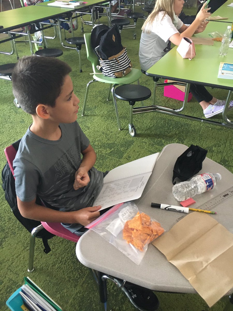 hey_yo_teach's tweet photo. What better way to practice PEMDAS than with Doritos?!? We joke about how a finished expression looks a lot like a dorito and have dubbed it the #doritoeffect not the usual Techy Tuesday... more like Tasty Tuesday!#teamECISD @BuiceElementary #InItToWinIt https://t.co/AtxvKPbeFm