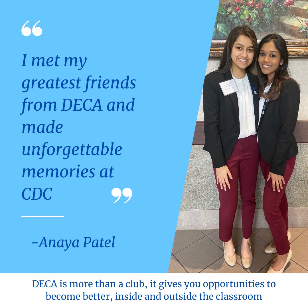 PCDECA's tweet photo. Are you on the fence about joining DECA? All of our members see benefits from their participation in DECA. More importantly, you can continue to make new friends and high school memories while competing on a regional and international level! #decaglass https://t.co/40Yeor6Fss