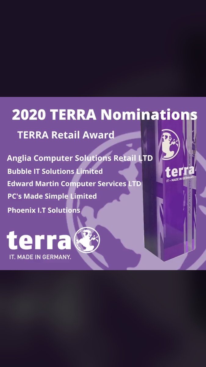 So proud to be on the final nominations list for the Terra retail award #IuseTERRA #teamterra #terra