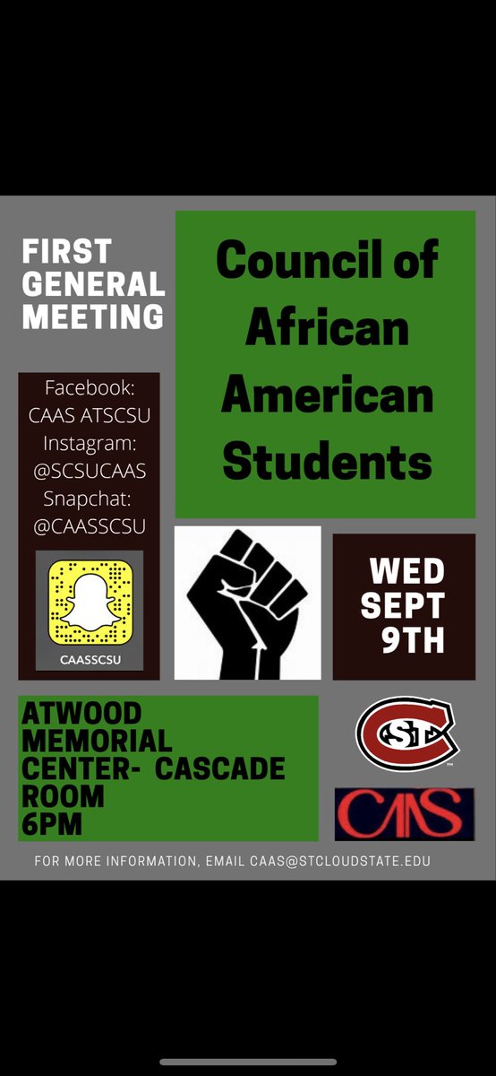 scsu_caas's tweet photo. Don’t forget our first meeting is tomorrow ! We can’t wait to see everyone there ! https://t.co/sa5k7dr9Rj