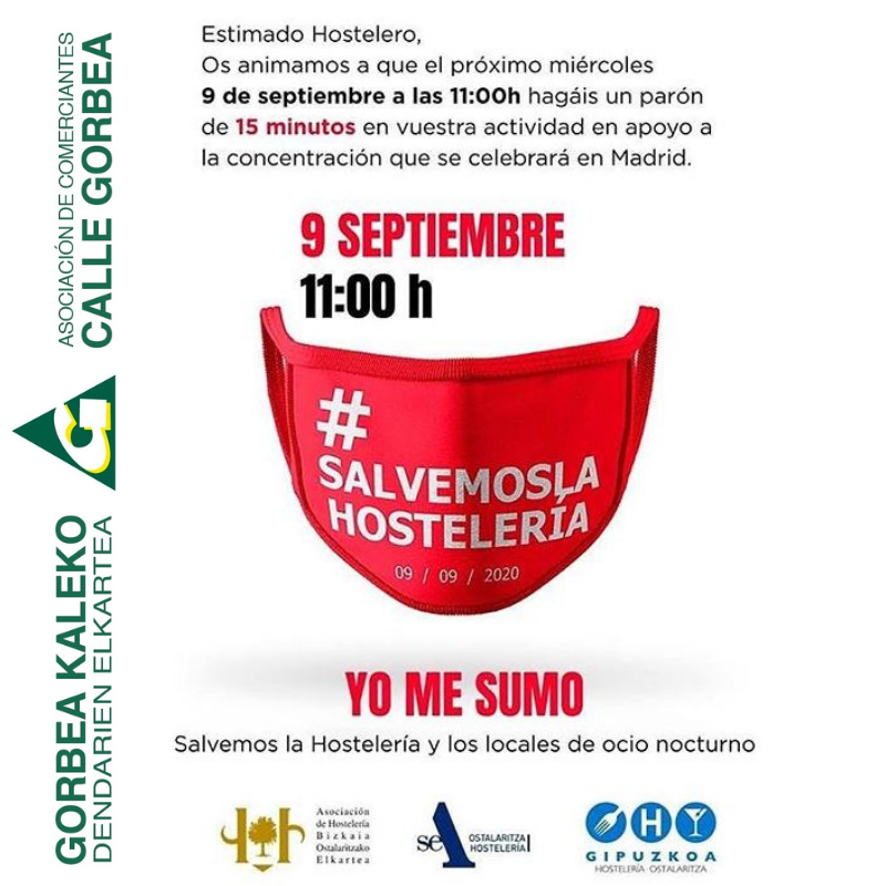 Mañana, miércoles 9 de septiembre, las Asociaciones de #Hostelería de #Euskadi se unirán en una manifestación en #Madrid
¡Te animamos a que te unas!💪
¿Cómo?
Parando la actividad de tu negocio durante 15 minutos, entre las 11:00 h y las 11:15 h
#SALVEMOSLAHOSTELERIA #yomesumo
