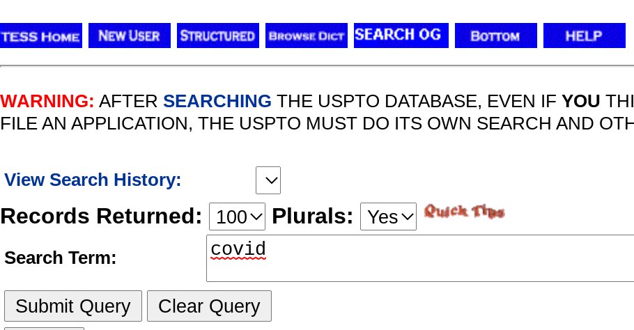 If we've got COVID on our minds, we can start by simply typing covid into the search field: