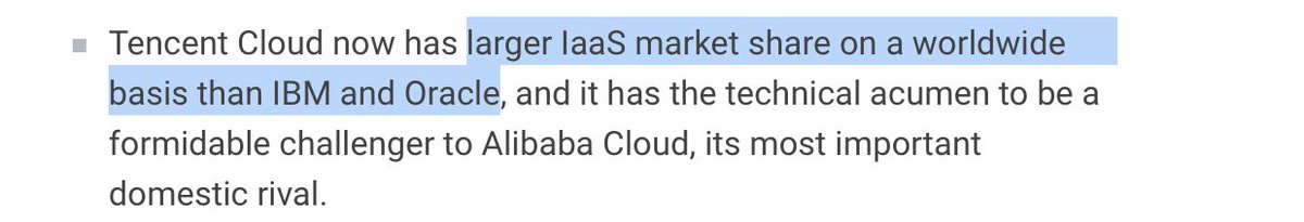 Lastly, I don't give a dime but  @tencentcloud does. They're the shittiest--sorry, nicheiest  @gartner_inc entrant. Strengths include "strong synergies," "investing heavily and with a presence in Russia, and I swear I'm not making this up: