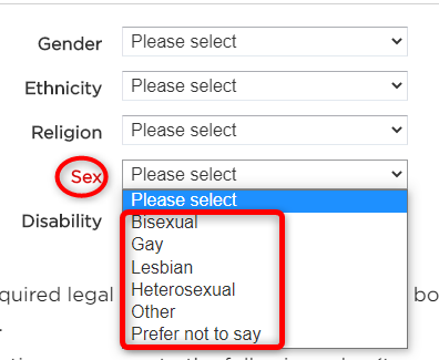 Hi  @VirginActiveUK  @EHRC  @EHRCChair  @trussliz  @GEOgovuk In what appears to be the equality monitoring section of your job application form you ask for the 'gender' and the 'sex' of the applicant.1/12