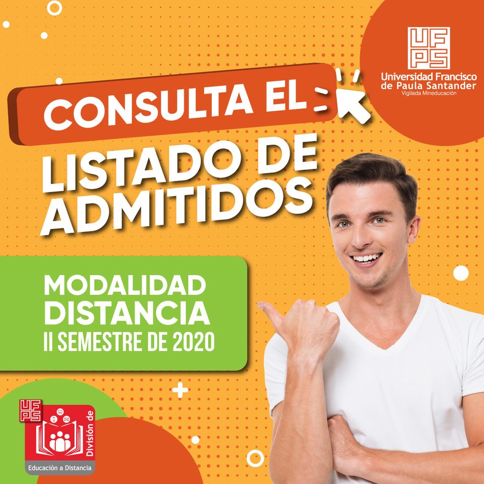 UFPSCUCUTA's tweet photo. #Importante🚨 | Consulte el Listado de admitidos para el segundo semestre de 2020. #ModalidadDistancia
👉 https://t.co/ttJPNdTjph 👈 https://t.co/nVPVekl6lx