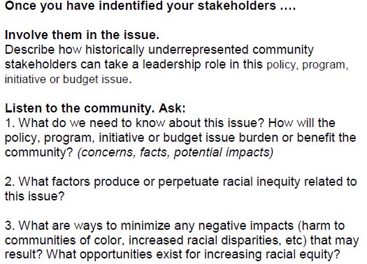Something else to share out of  @SEACivil_Rights' toolkit is this snip bit about listening to communities of color. Notice that the very first thing is a budgeting perspective