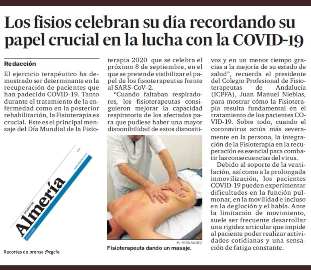 - José Luis búscame una foto de un fisioterapeuta tratando un paciente en una UCI. 
- Paco tengo yo una del otro día que fui a que me dieran un masaje, ponemos esa a ver si luego la gente no va a saber lo que es ahí con el traje en la UCI y to el jaleo
- Buena idea José Luis
...