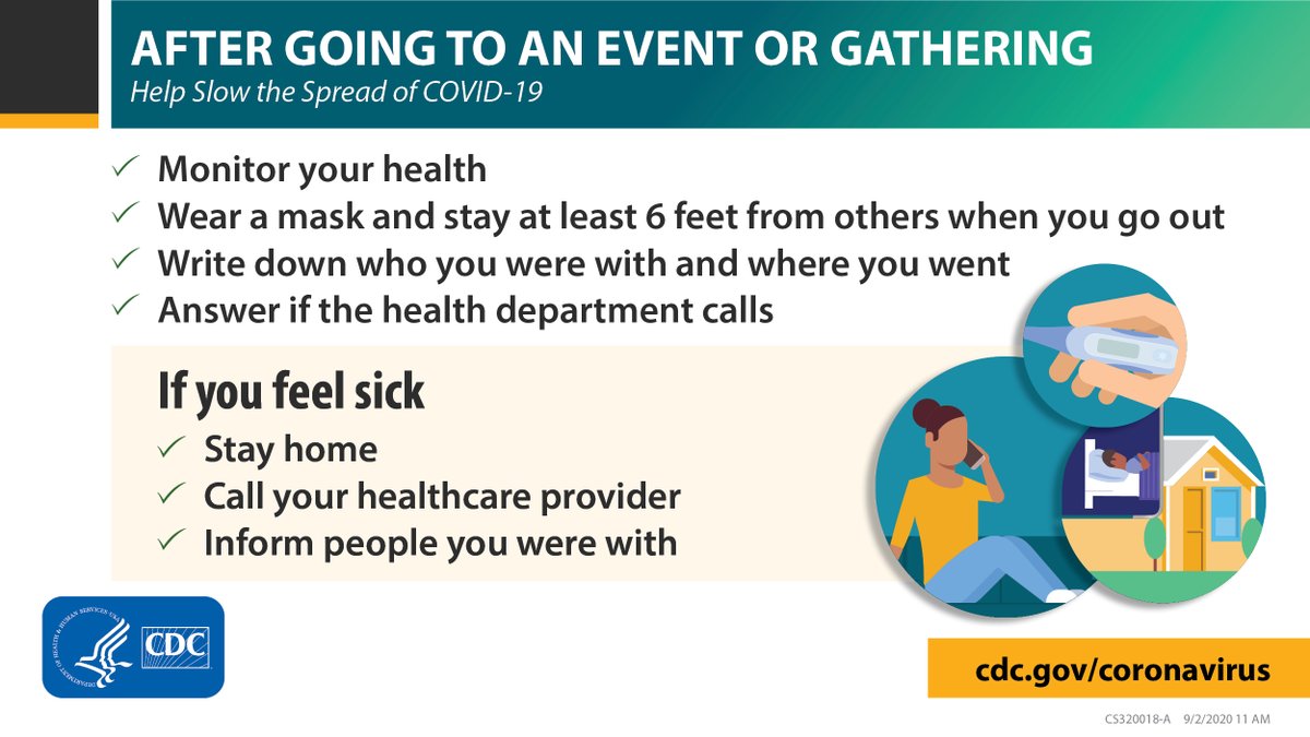 CDCgov's tweet photo. Did you host or attend a #LaborDay gathering or event? If you were in close contact with others, you may have been exposed to #COVID19. If you feel sick, stay home, call your healthcare provider, and inform those you had close contact with. https://t.co/Iv7sTWHsVh https://t.co/Dc4ZJTn6ew