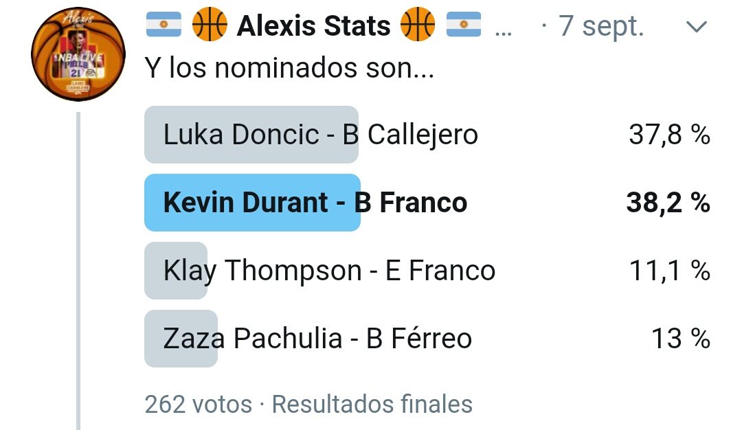 NBALiveMStats's tweet photo. Bueno gente, este es el veredicto final. La comunidad ha decidido crear un Kevin Durant Base Francotirador con decisión de 3 puntos! Muchas gracias a todos por sus votos y estén atentos a su lanzamiento 👀 https://t.co/20QIM6ajhE