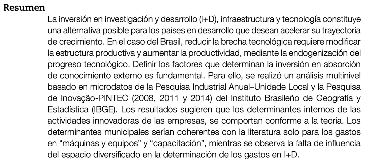 Novo artigo publicado:
"La industria brasileña y la absorción de conocimientos: determinantes internos y externos de la empresa”
Philipe Scherrer Mendes, Gustavo Britto, Ana Maria Hermeto
Revista de la Cepal, n.131, 2020
https://t.co/baLPpW75yk https://t.co/V9eGDdh4Mb