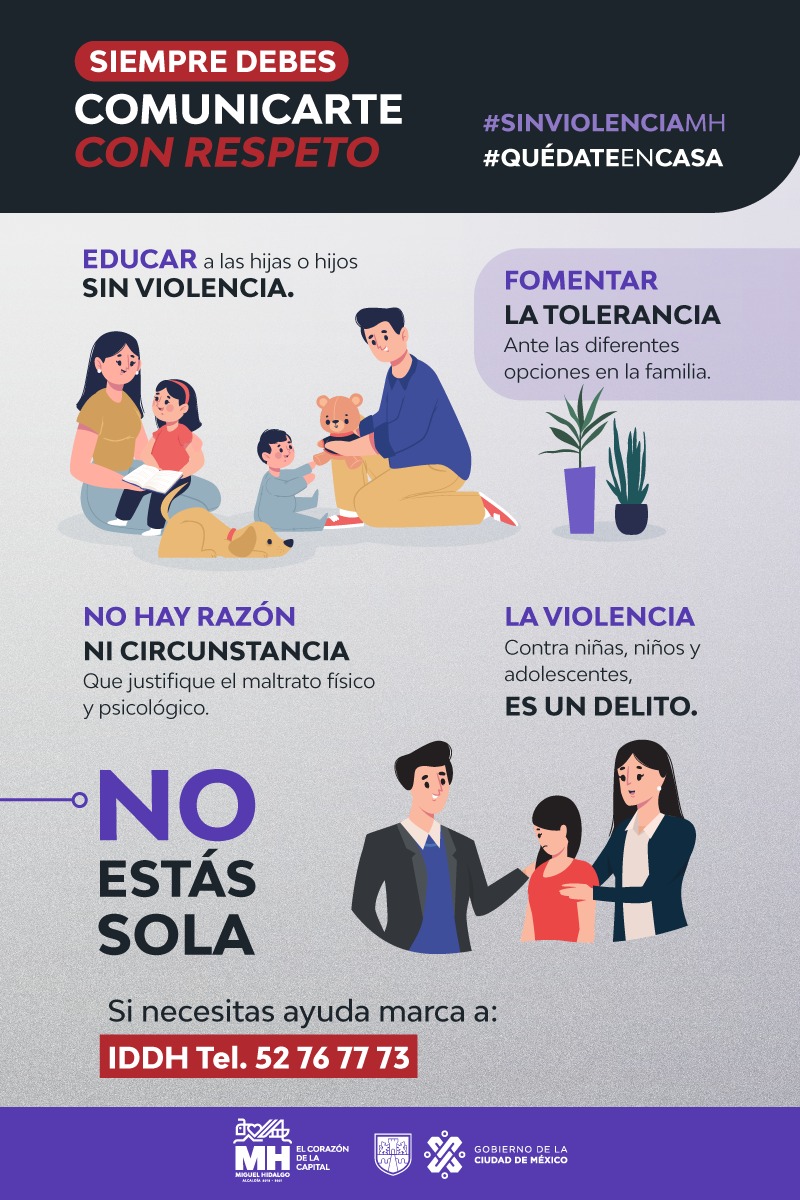 MH_IDDH's tweet photo. Nada justifica la violencia. En @AlcaldiaMHmx queremos que las y los Miguelhidalguenses vivan en armonía. Si eres víctima de violencia llama al número que aparece en la imagen #IDDH está para ayudarte, recuerda que #NOestásSOLA 

#MHelCorazónDeLaCapital https://t.co/kPkWVFxHTC