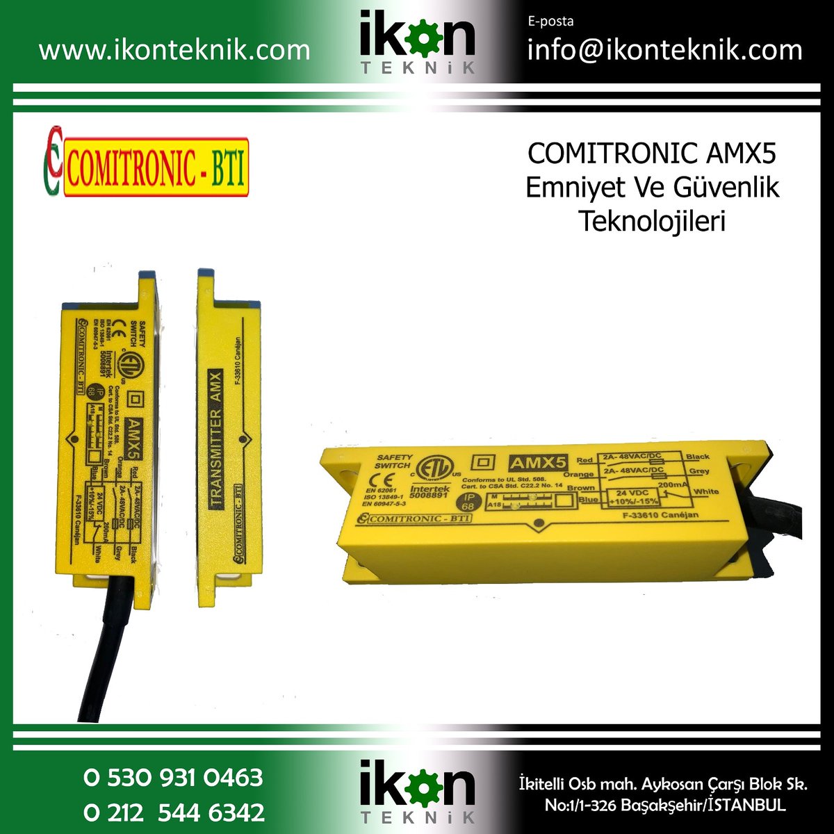 TeknikIkon's tweet photo. COMITRONIC-BTI AMX5 Safety Switch #ikonteknik #safetyswitch #plc #otomasyon #automation #safetyrelay #emniyetswitch #röle #emniyet #sensor #sensör #engineering #mühendis #electronics #makine #machinesafety #spareparts #tedarik https://t.co/VkDtq2OYyY