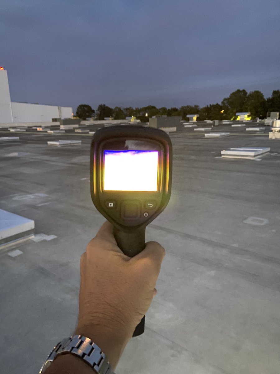 davcoroofing's tweet photo. Our crews work around the clock to protect your roof investment! 
Check out these pics from a late night Infrared scan! Infrared scanners detect moisture under the roof membrane.  
Give us a 📞 today if you are experiencing any roof leaks, our service crew is ready to help you! https://t.co/F8nMY02lp0