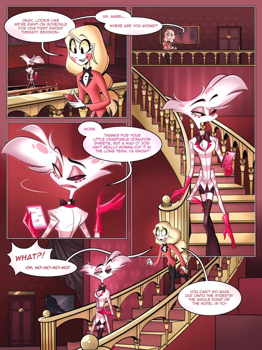 I thought I would write a fic, but then I just decided to turn it into a full comic lol 

"Unexpected" &lt;PART 1&gt;

(eventually it will be #radiodust )
#HazbinHotel #HazbinHotelAngelDust #HazbinHotelcharlie #hazbinhotelvaggie #hazbinhotelvalentino 