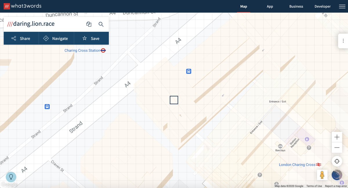 a screenshot of the what3words website showing ///daring.lion.race