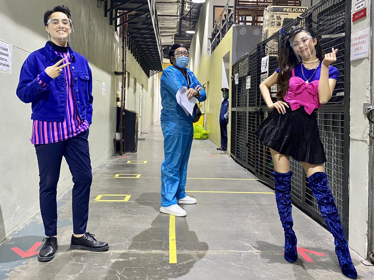 After 6 months, got the chance to go back in ABS (yeah, w/ face shield, face mask and the suit). And do a special project. It's extra special because it's with #MayWard ☺️ apparently, it's their first time to perform together on one stage after half a year! Thank you Dong &amp; May!