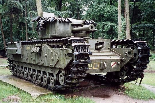 Each Churchill Squadron had two Churchill V armed with 95mm guns at Squadron HQ. On paper these were meant to lay smoke to support the advance, but were also armed with the beastly HECF round. /1 #WW2  #SWW  #History