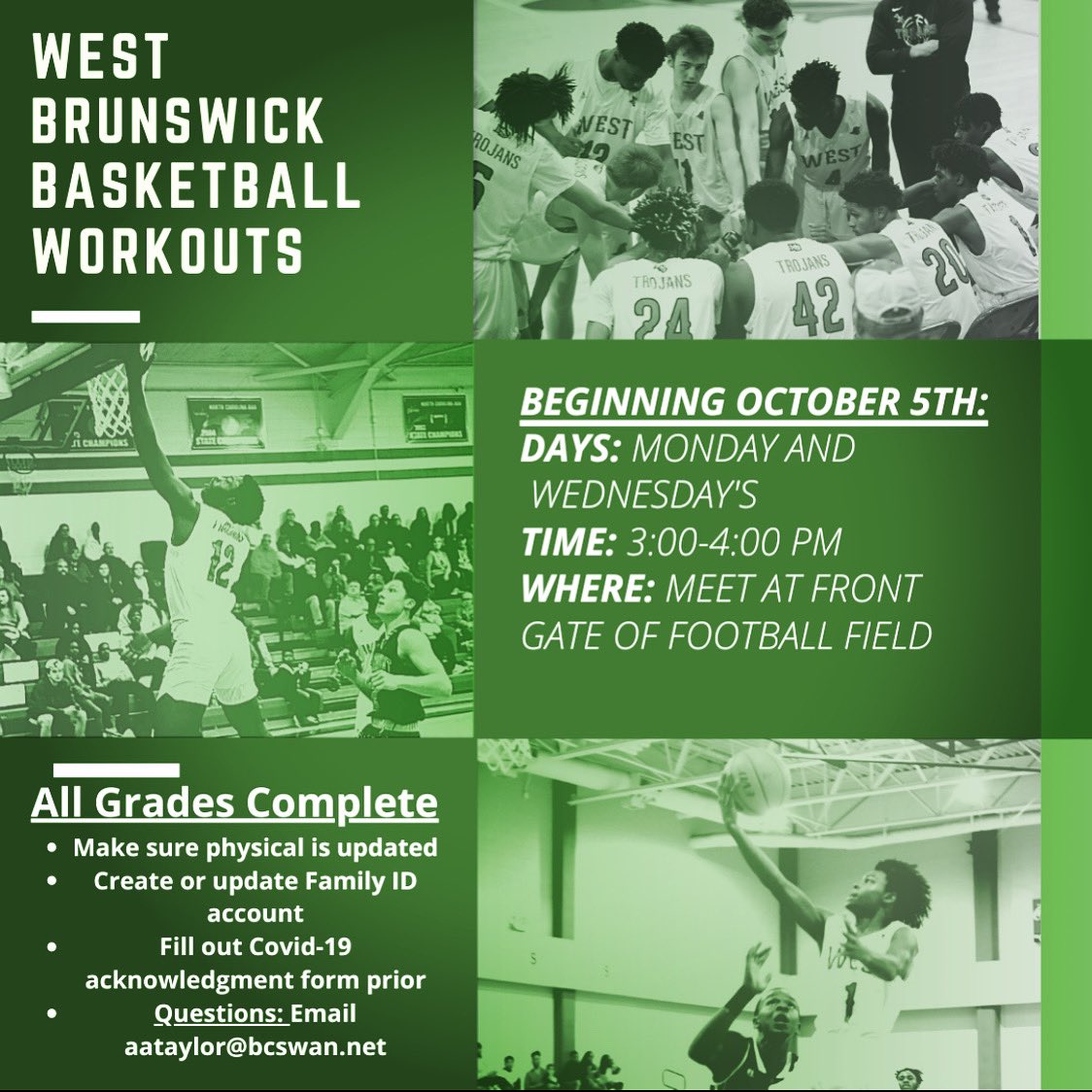 Workouts beginning October 5th! Make sure you complete all of your workouts prior to start date. DM if you have any questions