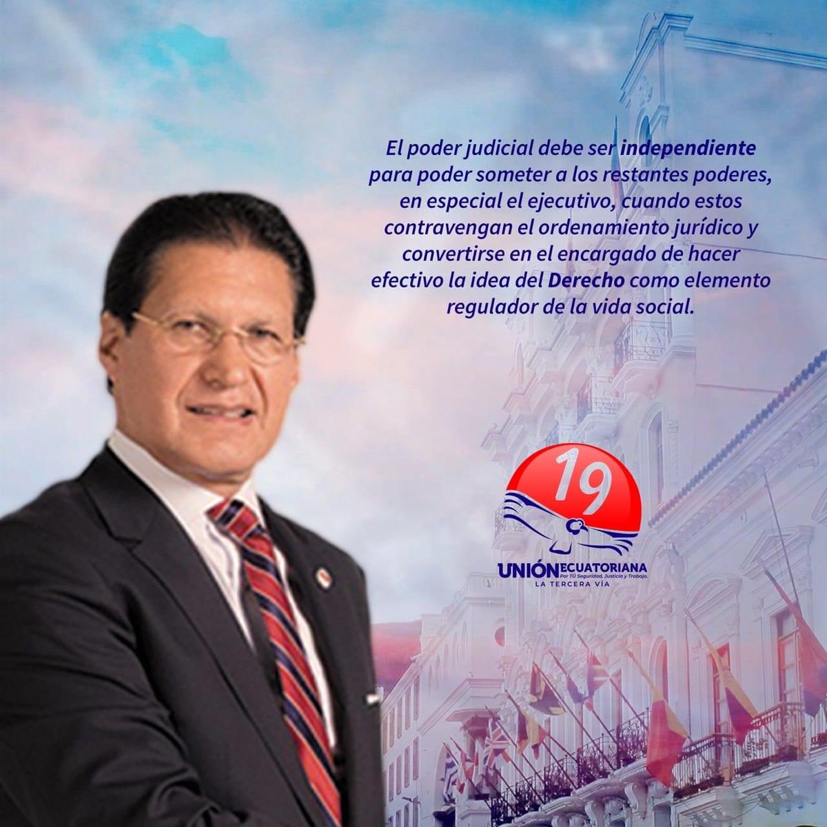 ue19azuay's tweet photo. El poder judicial debe ser independiente para poder someter a los restantes poderes, en especial el ejecutivo, cuando estos contravengan el ordenamiento jurídico y convertirse en el encargado de hacer efectivo la idea del Derecho como elemento regulador de la vida social. https://t.co/ihcK7VIbfM