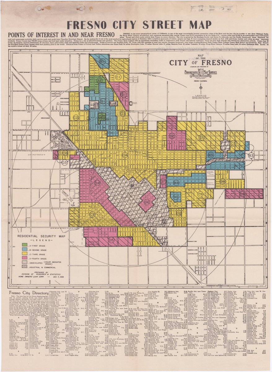 9. They relied on racial composition, resulting in already segregated South Fresno neighborhoods receiving the riskiest ratings, effectively shutting residents of color out of opportunities for homeownership and socioeconomic mobility. This is redlining.  https://dsl.richmond.edu/panorama/redlining/