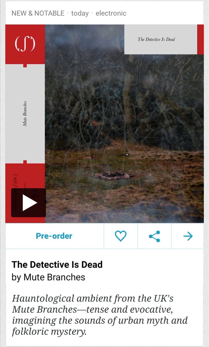 Thanks so much to <a href="/Bandcamp/">bandcamp</a> for the 'new and notable' feature for the upcomimg <a href="/mutebranches/">James / Mute Branches</a> album which releases this Friday ❤️ #hauntology
