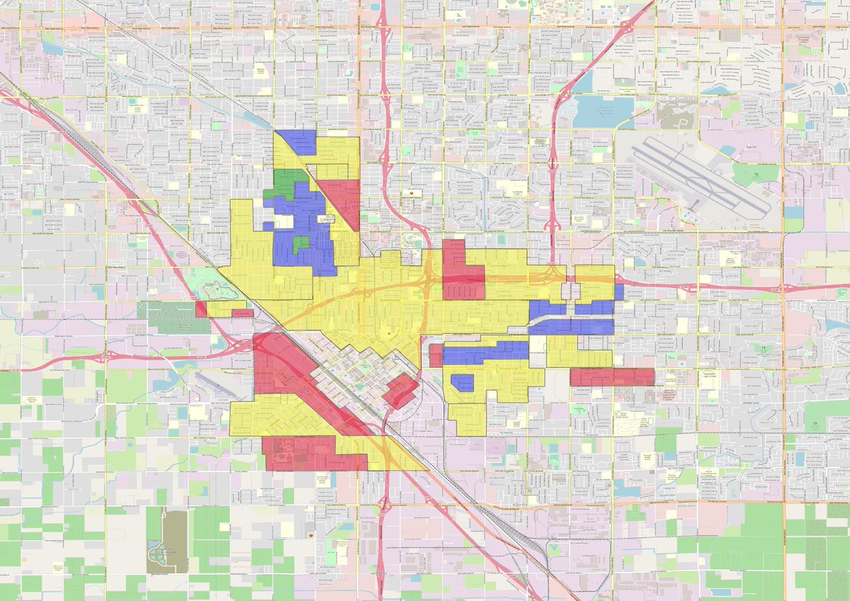 12. Map any form of spatial inequality in Fresno today, and it will look like that old HOLC map. This where those neighborhoods are on a current map of Fresno.