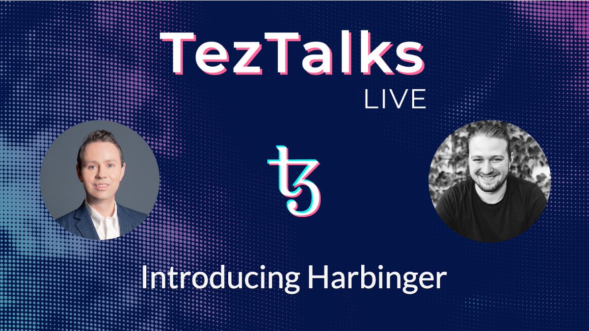 Join us for TezTalks Live on September 17th featuring <a href="/LukeYoungblood/">LukeYoungblood.eth 🛡️</a> and <a href="/KeeferTaylor/">Keefer Taylor (🥧, 📈)</a>, the builders of Harbinger. We will dive into price oracles and building #DeFi applications on Tezos. 

Tune in for your chance to win a Ledger Nano S!

Stream Link: youtube.com/watch?v=jaVnBu…
